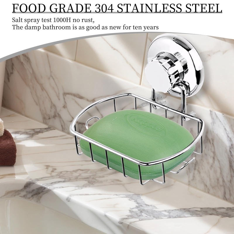 Strong Suction Cup Shower Caddy Bathroom Shelf Storage Stainless Steel