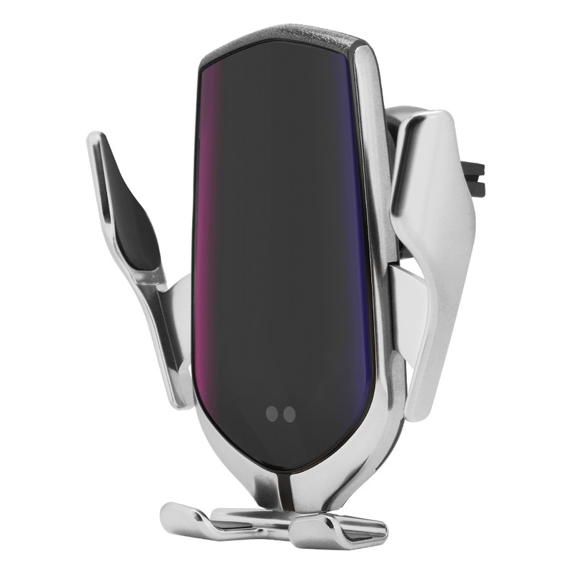 R1 10W Automatic Clamping Car Wireless Charger Silver(For IOS Interface