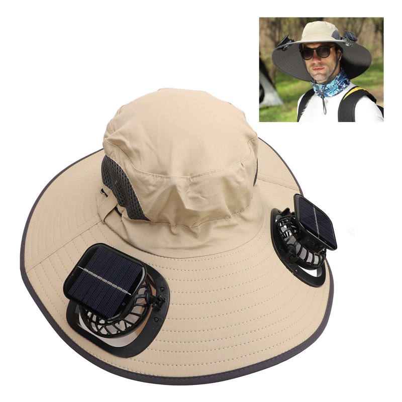 Detachable Sun Fan Hat 3 Speeds Adjustable UPF50 Breathable Wide