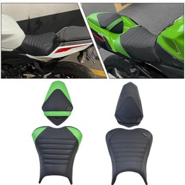 SHINKXMT compatible with Upgrade Soft PU leather Front Driver Rider Seat Passenger Pillion Seat Cushion Comfortable Kawasaki ninja 400 Z400 Z-400 Accessories 2018-2024 ((Rear Seat-Black))