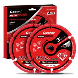 EZARC Diamond Cutting Wheel 3 x 3/8 Inch, 5000+ Cuts on Metal, 2 Pack, Gray, Die Grinder, Diamond Material