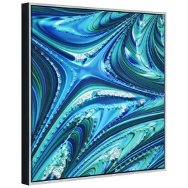 Empire Art Direct "Ocean Waves II Crystallus Epoxy Coated Wrapped Framed Glossy Blue Canvas Wall Art, Ready to Hang, Living Room, Bedroom & Office, 24"x24"x1.5"