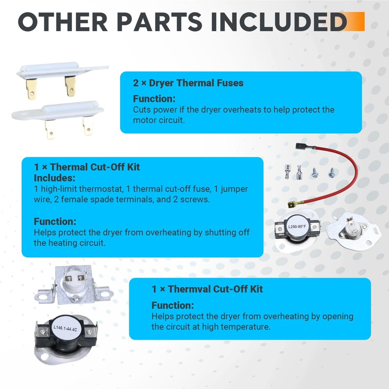 MEDE500VW1 MEDE300VW1 MEDB850WQ0 Dryer Heating Element Kit with Thermostat