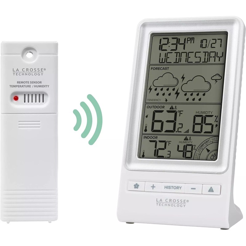 LaCrosse Tech Wireless Indoor/Outdoor LCD Home Weather Forecast Station w/