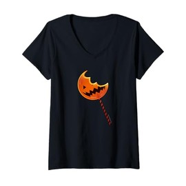 Womens Trick ‘R Treat - Bitten Lollipop Treat V-Neck T-Shirt