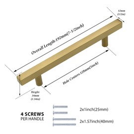 LONTAN 10 Pack Gold Kitchen Handles 128mm Gold Cupboard Handles Cabinet Hardware Drawer Pulls Kitchen Cupboard Furniture Stainless Steel
