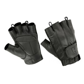 Hugger Men's Water Resistant Gel-Padded Palm Fingerless Motorcycle Glove 3X-Large Black