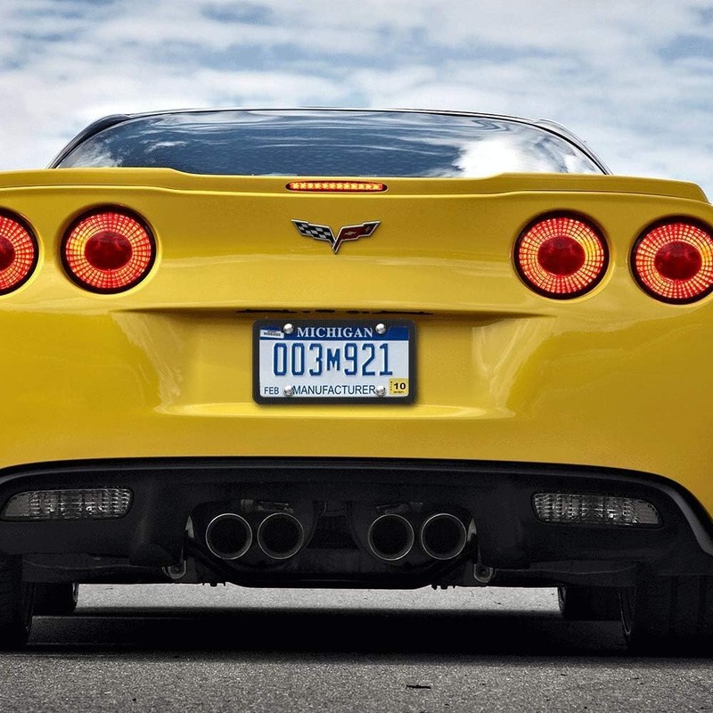 Deselen License Plate Frame, Metal Thin Stainless Steel with 2