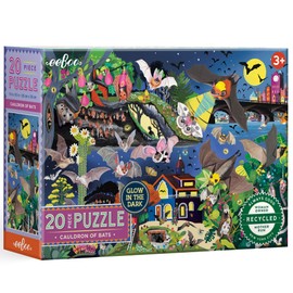 eeBoo: Love of Bats - 20 Piece Puzzle - 11 x 15" Jigsaw, Oversized Glossy High-Quality Pieces, Colorful Design, Educational Preschool, Kids Ages 3+