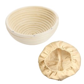 Westmark Cestino da lievitazione + rivestimento, Per 1000-1500g di impasto per pane, Rotondo, Diametro: 20,5 cm, Rattan, Beige, 3207227B