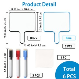 SAYEEC Dry Erase Answer Paddles, 2 Pack Handheld Whiteboard with Magnetic Marker and Wipe, Double Sided Quick Response White Board Auction Paddles for Teaching Meeting Voting School Office Party Games