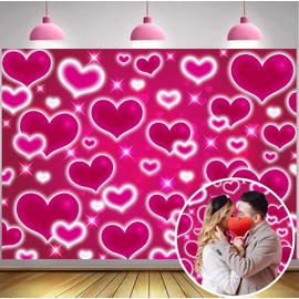 Heart Shape Backdrop Valentines Day Decoration 7x6ft Early 2000s Photography Backdrop 90s Girls Birthday Banner Old School Valentines Selfile Wall Decor