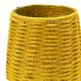 Creative Co-Op Hand-Woven Jute and Glass Votive Candle Holder, Mustard