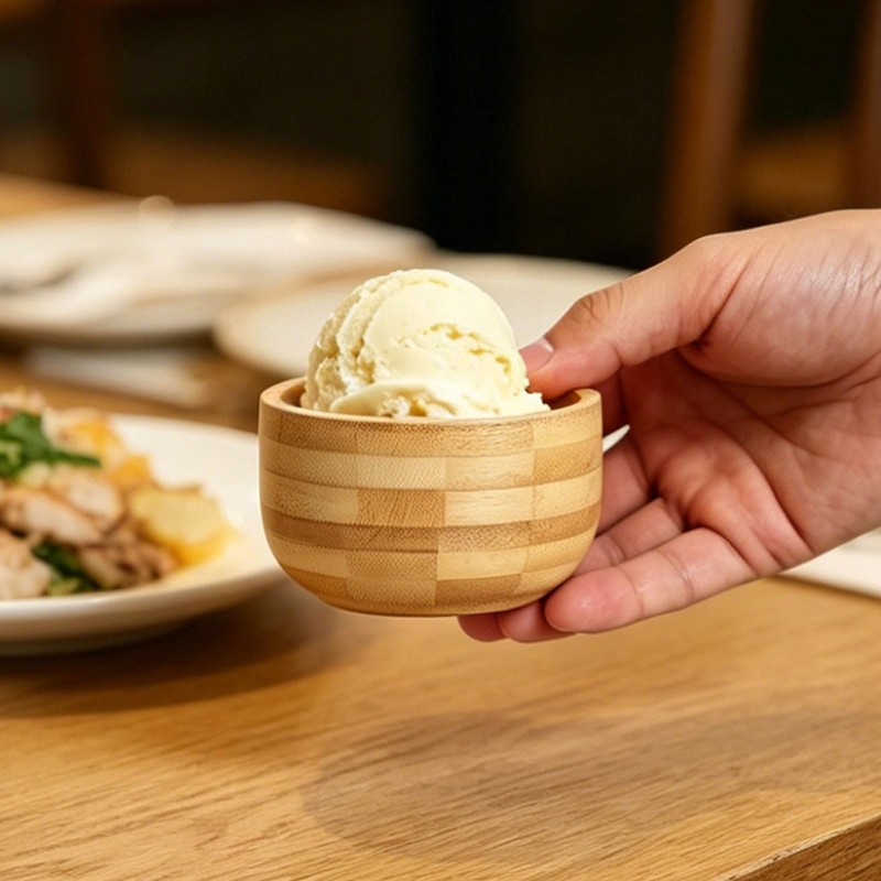 ZTHapwa Bamboo Bowls Set of 2, 6 oz Small Wooden