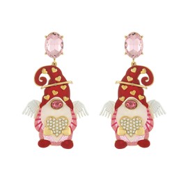 Madison Tyler Valentine's Day Dangle Earrings for Women | Rhinestone Gnome Earrings for Women | Valentine's Day Wedding Birthday Jewelry Mother's Day Gift