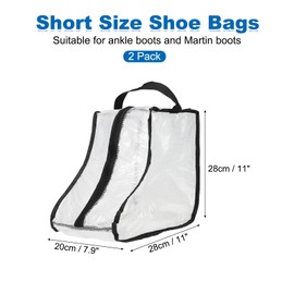 sourcing map 2Pack Boot Storage Bag Portable, PVC Shoe Storage Bag with Zipper Clear Boots Cover Protector Bag for Short Boots and Short Boots Storage Travel and Daily Use, Black Tall
