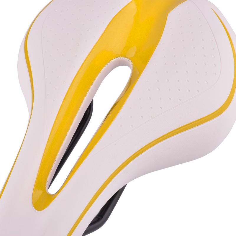 Durable Mountain Bike Saddle White Yellow