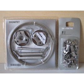 Ikea Dignitet Curtain Wire Set 600.752.95 and Riktig Clips 802.122.01