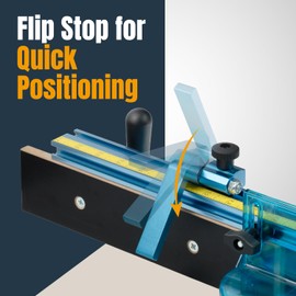 POWERTEC 3" Fence Flip Stop for Table Saw, Miter Saw, and Drill Press, T Track Accessories for Woodworking, 2PK (71367-P2V)