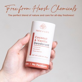 Tree of Life Beauty Coconut and Vanilla Aluminum Free Deodorant for Women - Nourishing Natural Ingredients, Soothing Scent, Smooth Glide with Shea Butter and Coconut Oil - Paraben Free (2.65oz)