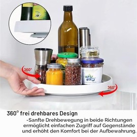 Lazy Susan Turntable 30cm Rotating Organizer Large Size Non-Slip Spice Rack 360 Degree Rotating Spice Organizer for Kitchen Pantry Refrigerator White/Grey