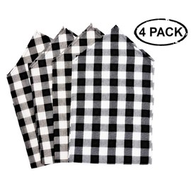 FIGEPO 4 Pack Buffalo Check Table Runners White and Black Plaid Table Runner for Christmas Dinner, Lumberjack Party, Outdoor or Indoor Gatherings Table Home Decorations 12"x72"