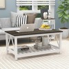 UYIHOME Farmhouse Coffee Table for Living Room, 2-Tier Rectangular Wooden
