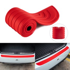 SINGARO Car Rear Bumper Protector, 35.5inch x2.75inch Car/SUV Universal Rubber Anti-Scratch Trunk Exterior Accessories（Red）