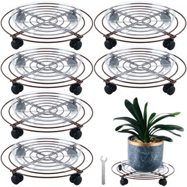 KvyusFlourish 6 Packs Metal Plant Caddy with Wheels 15.8” Extra-large Rolling Plant Stands Heavy-duty Wrought Iron Plant Roller Base Pot Movers Indoor Outdoor Plant Dolly Trolley Planter Tray Coaster