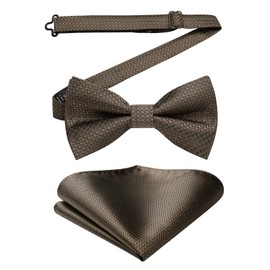 Enlision Men's Bow Tie with Pocket Square - Bow Ties for Men Wedding Pre-Tied Bow Suit Bow Tie and Handkerchief Set with Gift Box, brown