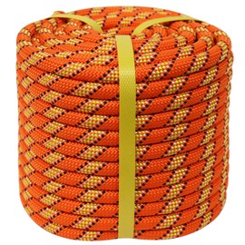 CRAYZA Double Braided Polyester Rope (1/2 in x 150 ft) Strong Arborist Rigging Rope 48 Strands for Tree Work Climbing Pulling Swing Sailing, Orange