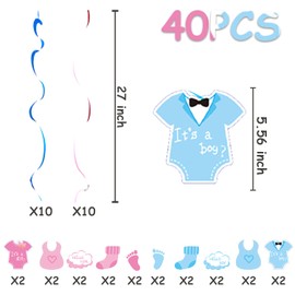 24PCS Gender Reveal Hanging Swirl Party Decorations for Boy Or Girl Theme Birthday Party Supplies Hanging Spiral Garlands Ceiling Decor (Gender Reveal)