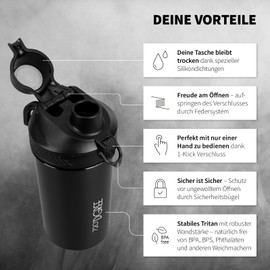 720°DGREE Fitness Shaker “uberShaker“ - 550ml - Premium Eiweißshaker - Auslaufsicher, BPA-Frei - Schüttelbecher, Mixbecher für cremige Eiweiß Shakes, Gym, Workout, Nutrition - Ohne Pulverfach