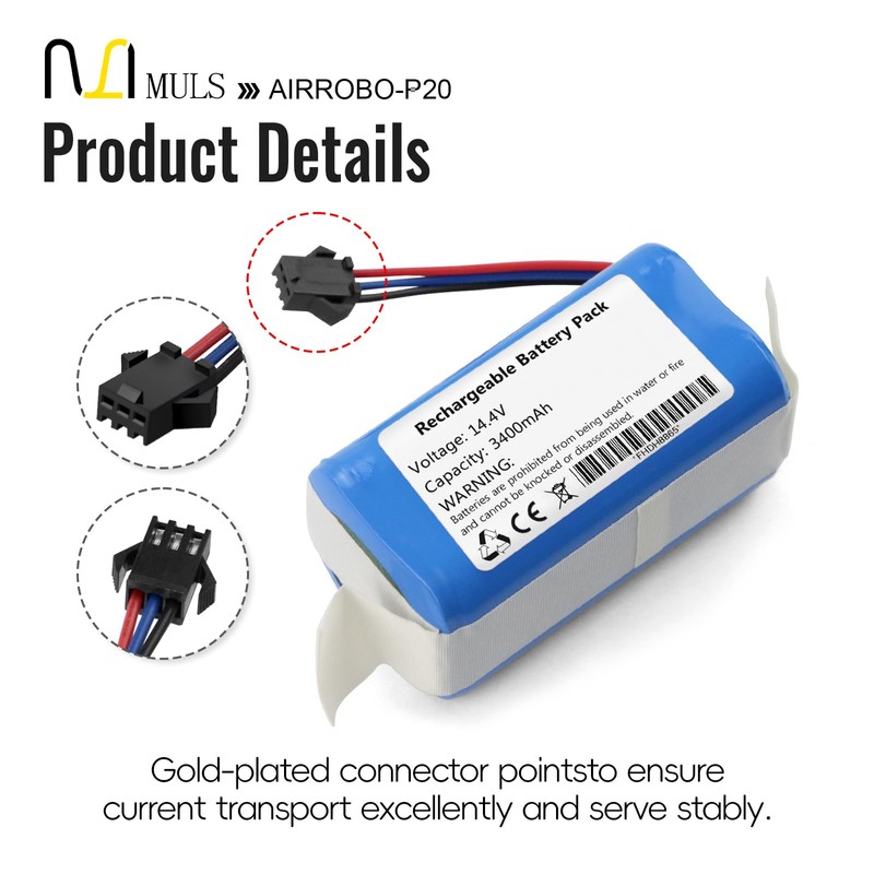 MULS 3400mAh 14.4V Battery Compatible with AIRROBO P20, Airrobo 91069