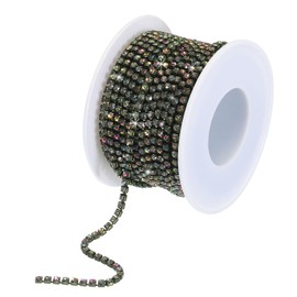 MECCANIXITY 10 Yard 2.5mm Crystal Rhinestone Diamond Close Chain Trim Trimming Claw Cup Chain for Sewing, Crafts, DIY Jewelry Wedding Decorations Colorful