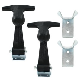 Biaungdo 2 Pcs Rubber Flexible Hood Catch, Black T-Handle Draw Latches with Brackets Stainless Steel T-Handle Hasp for Hood/Tool Box/Vehicle Engine