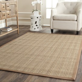 Safavieh Natural Fiber Collection NF442D Border Stripe Sisal Area Rug, 4' x 6', Tan / Tan