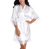 cxzymcln Women's Satin Robe Lace-Trim Short Bathrobe Bride Bridesmaid Silky