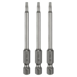 sourcing map 3pcs T10 Torx Head Screwdriver Bit 1/4" Hex Shank 3" (75mm) Long Magnetic No Hole Tip Tamper Proof 6 Point Star Screw Driver Drill Bits S2 Steel Industrial Power Screwdrivers