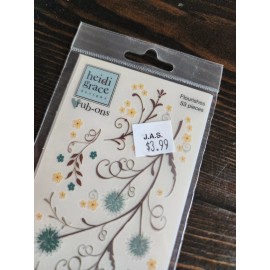 Fiskars Heidi Grace Rub-Ons Transfers - Blue Flowers Scroll Flourishes - RETIRED NEW 27