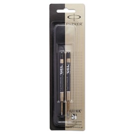 Parker 30525 Refill for Gel Ink Roller Ball Pens, Medium, Black Ink, 2 Refills/Pack, Sold as 1 Pack