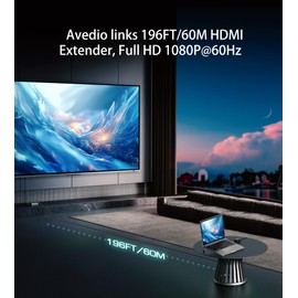 avedio links HDMI Extender Over Cat 5e/6/7, Full HD 1080P Aluminum Alloy HDMI Over Ethernet Extender Balun Adapter, EDID, Deep Color, Dobly Digital/DTS (196FT-1080P)