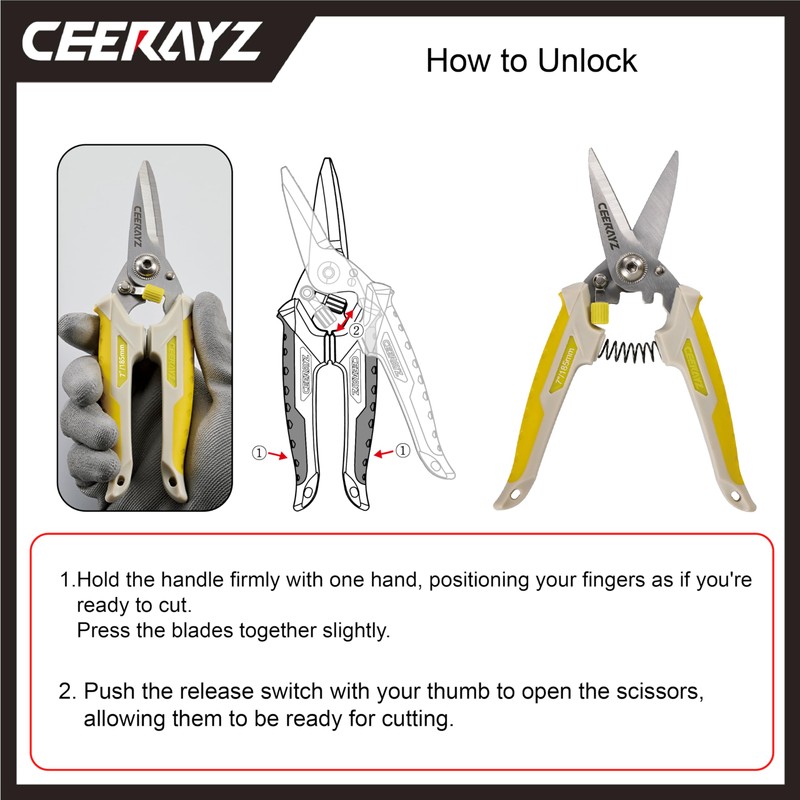 CEERAYZ 185mm Scissors All Purpose Heavy Duty, Garden Shears, Scissors