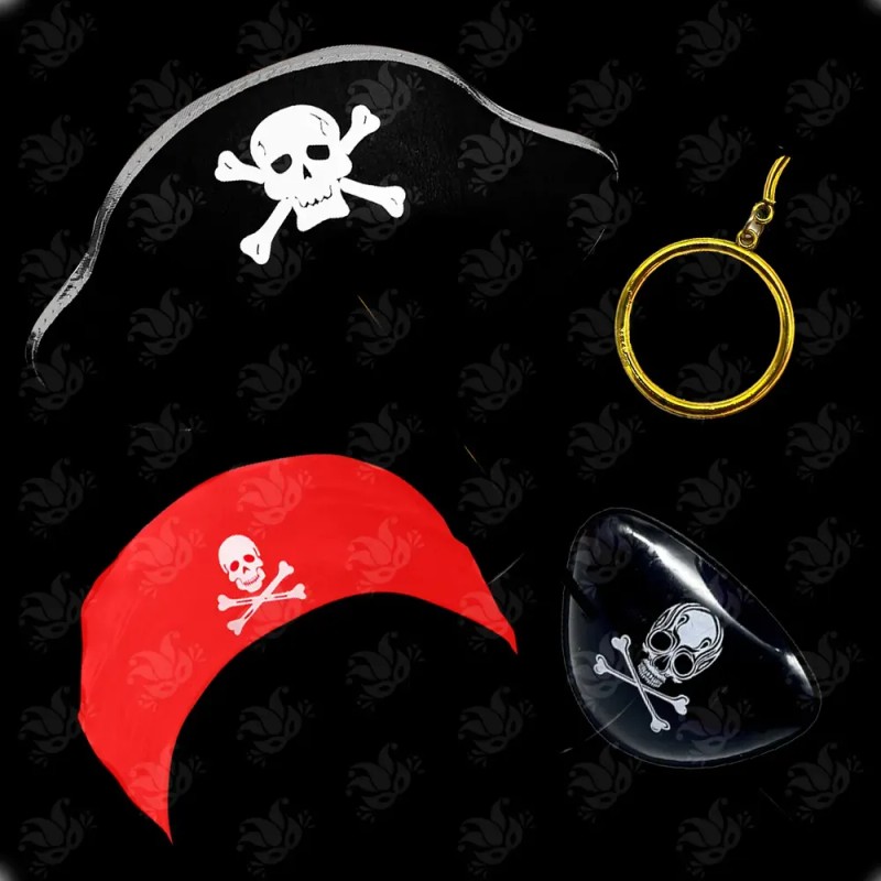 Sombrero Pirata Plata Y Parche Calavera Fiesta Halloween Dis