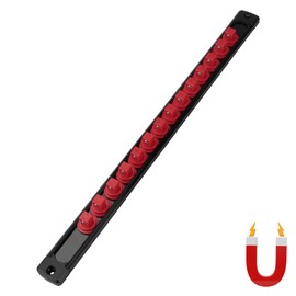 Fivepears Magnetic Socket Rails Storage Organizer，Heavy Duty Aluminum ABS Socket Holders Organizers，360° Swivel Clips for Kit for Tool Box，3/8 x 14 Clips, 1/2 x 12 Clips，1/4 x 14 Clips (Red)