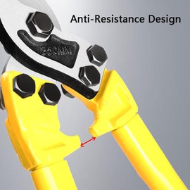 Savildo Hardened Cable Cutter Heavy Duty Wire Rope Cutter Stainless Steel Wire Cutter for Aluminum Copper Wire Cutting Up to 3/8"" in Diameter with Ergonomic Design(14 Inch)