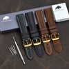 BISONSTRAP Vintage Watch Straps with Gold Buckle, Leather Replacement Band