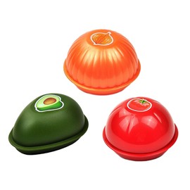 AIMALL 3 PCS Multifunctional Fresh-keeping Box Set - Avocado, Onion, Tomato Sealable Storage Bowls, 4.53" Dia.