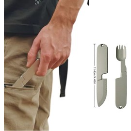 2 in 1 Camping Eating Utensils Set,Reusable Magnetic Camping Utensils Set,Portable Detachable Folding Fork Spoon for Lunch(1Set)