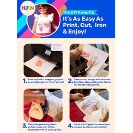 NuFun Activities Printable Iron-on Heat Transfer Paper for T Shirts, Light Fabrics, 25 Sheets 8.5 x 11 inch, Long Lasting, Durable, Professional Quality, Easy DIY, Non-Toxic, Made In the USA
